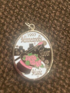Cloisonné  “DAC” Charm Minneapolis Silver Magic 1997 Charm Blue Pink Black